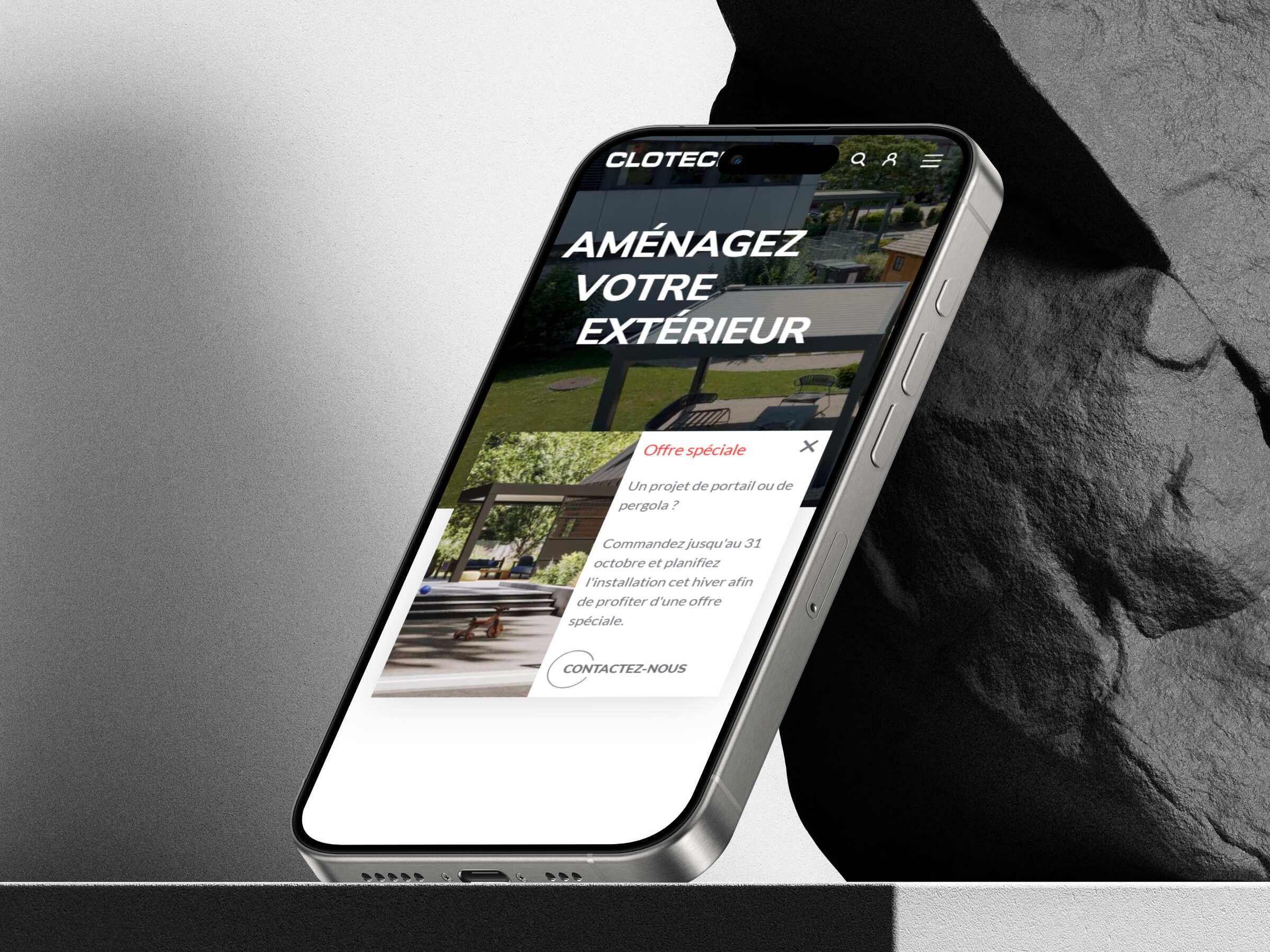 Aperçu du site Clotech sur mobile